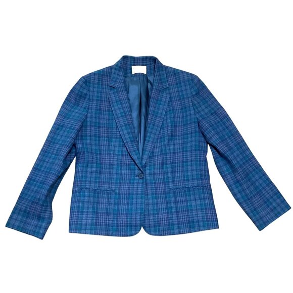 Vtg Pendleton Plaid Skirt Suit 9/10 100% Virgin Wool Blue USA Made Womens - Picture 2 of 6